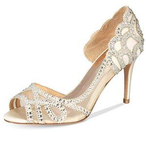 XYD Graceful Peep Toe Half D'Orsay Mesh Pump Studd